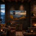 Colorado Flag Hot Air Balloon Canvas Print, Fall Aspen Mountain Wall Art