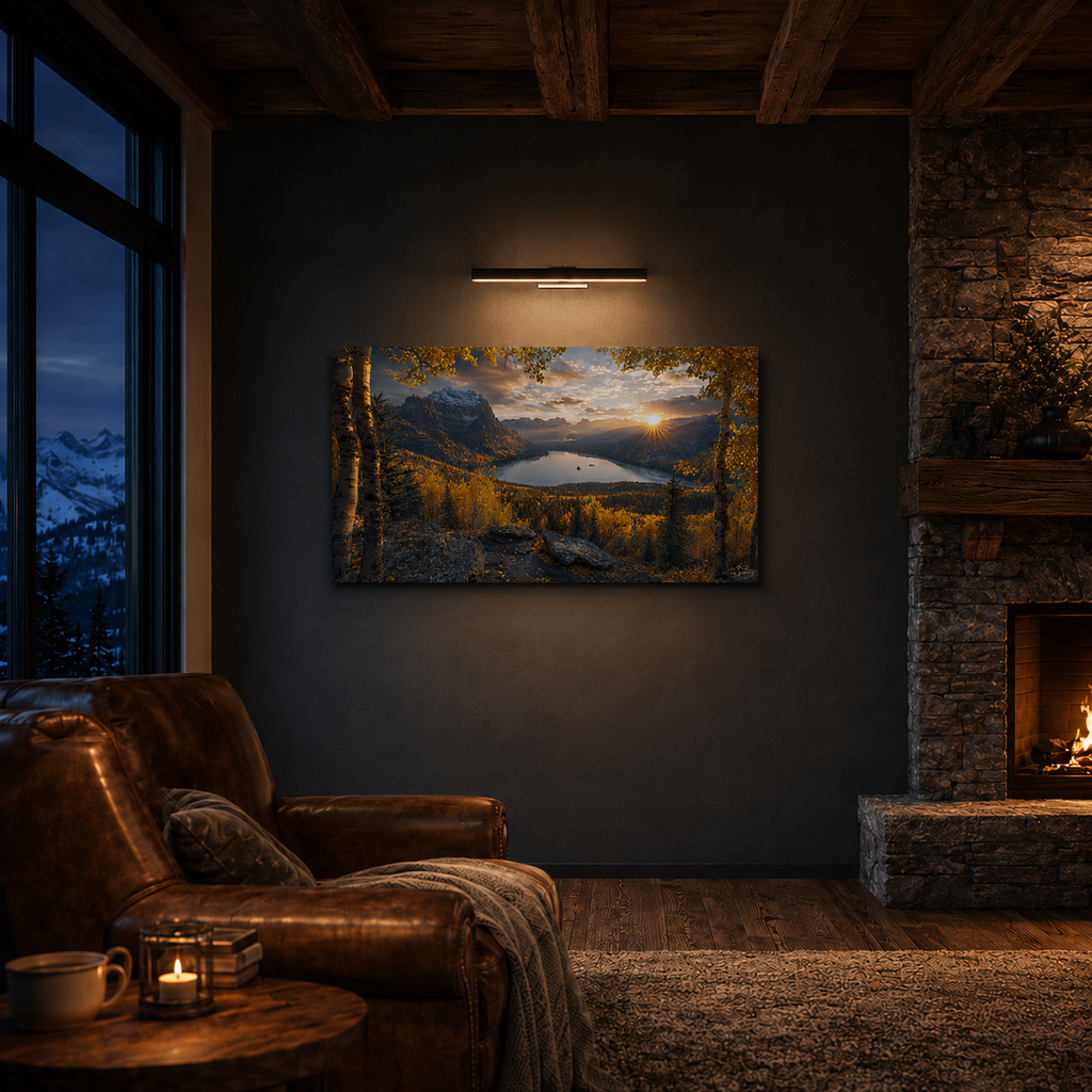 Fall Aspen Peak Expanse Canvas Print, Colorado Mountain Lake Wall Art
