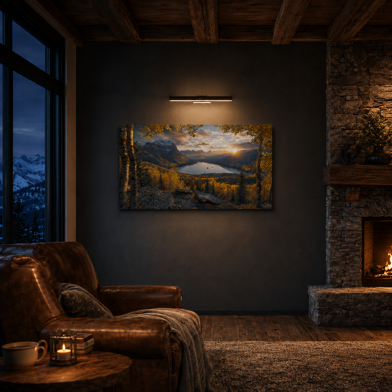 Fall Aspen Peak Expanse Canvas Print, Colorado Mountain Lake Wall Art