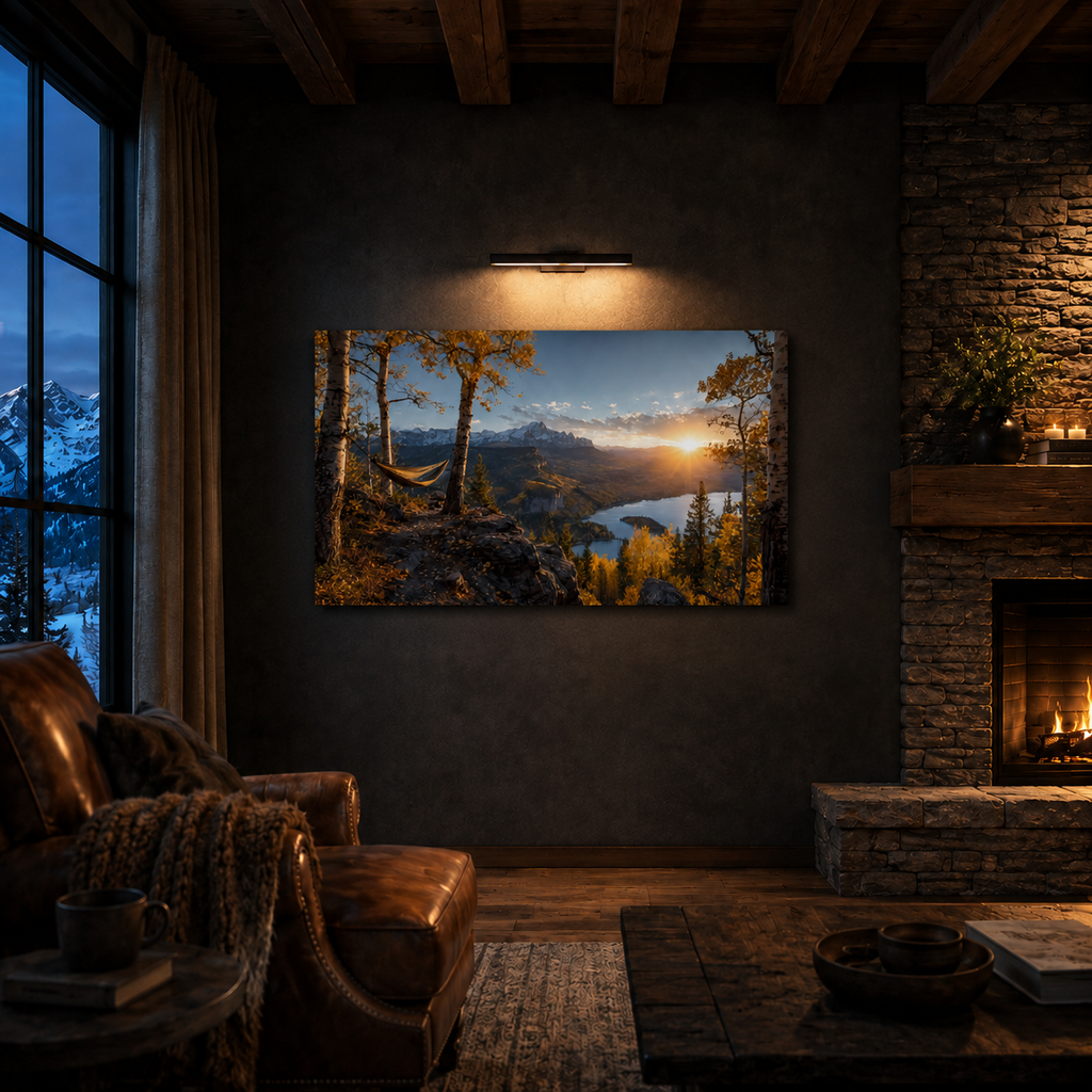 Fall Aspen Hammock Lake Canvas Print, Colorado Mountain Wall Art