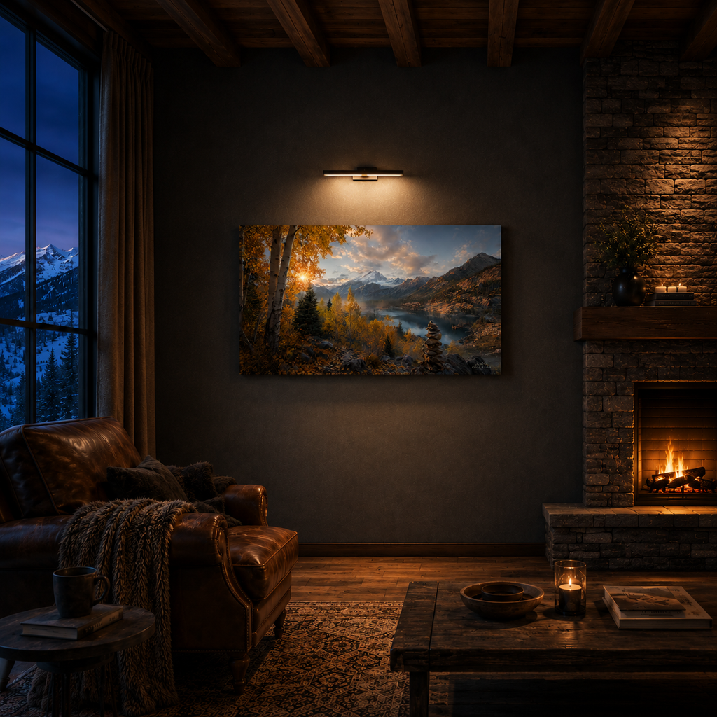 Fall Aspen Lake Overlook Canvas Print, Colorado Mountain Wall Art