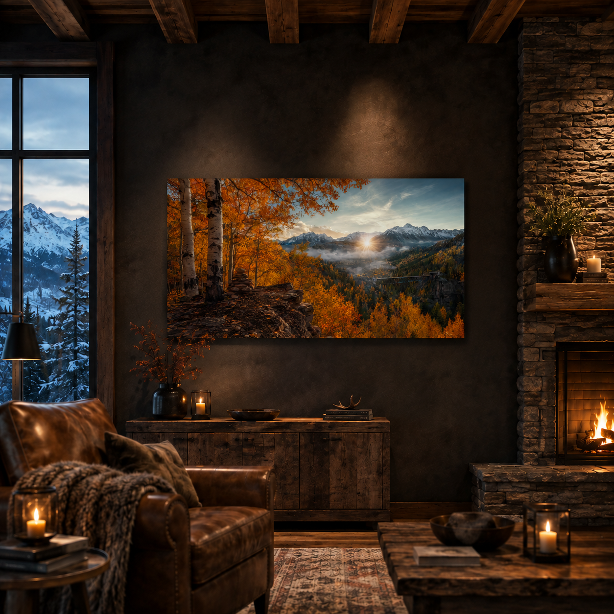 Fall Aspen Overlook Canvas Print, Colorado Mountain Valley Wall Art