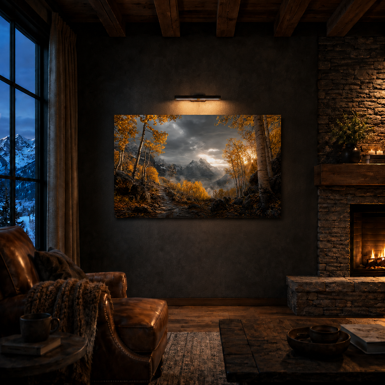 Fall Aspen Storm Trail Canvas Print, Colorado Mountain Wall Art