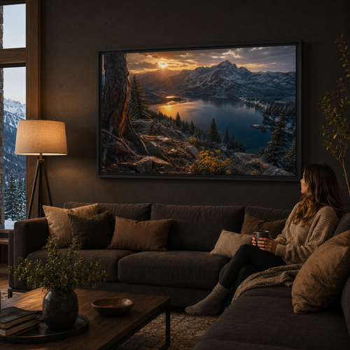 Colorado Mountain Wall Art Floating Frame Canvas Print