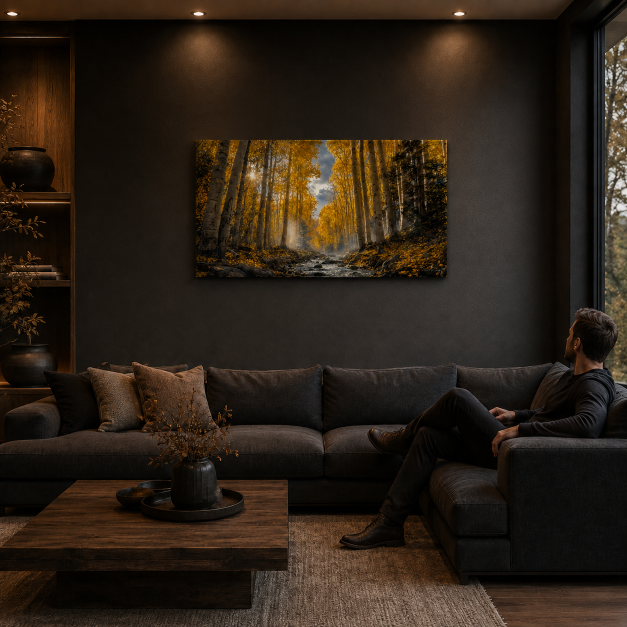 Fall Aspen Creek Canvas Print, Colorado Mountain Forest Wall Art