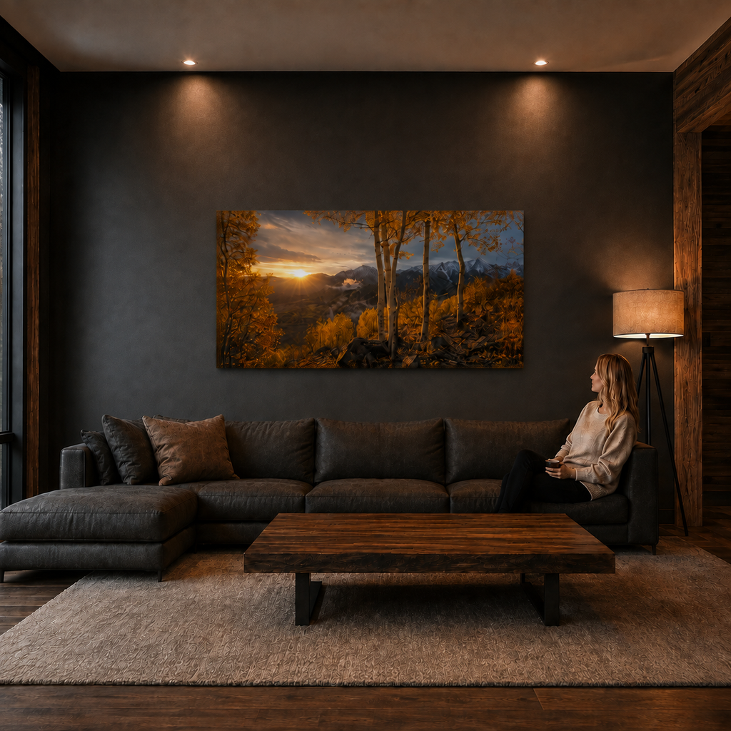 Fall Aspen Valley Expanse Canvas Print, Colorado Mountain Wall Art