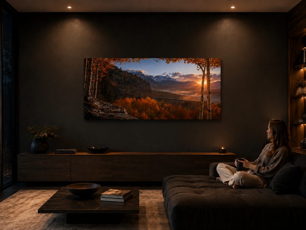 Fall Aspen Crimson Expanse Canvas Print, Colorado Mountain Wall Art