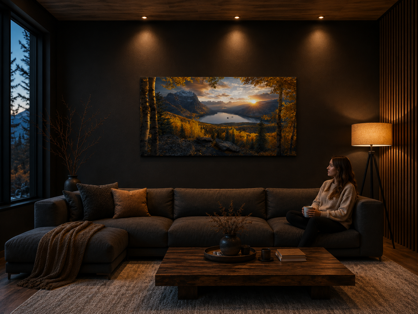 Fall Aspen Peak Expanse Canvas Print, Colorado Mountain Lake Wall Art