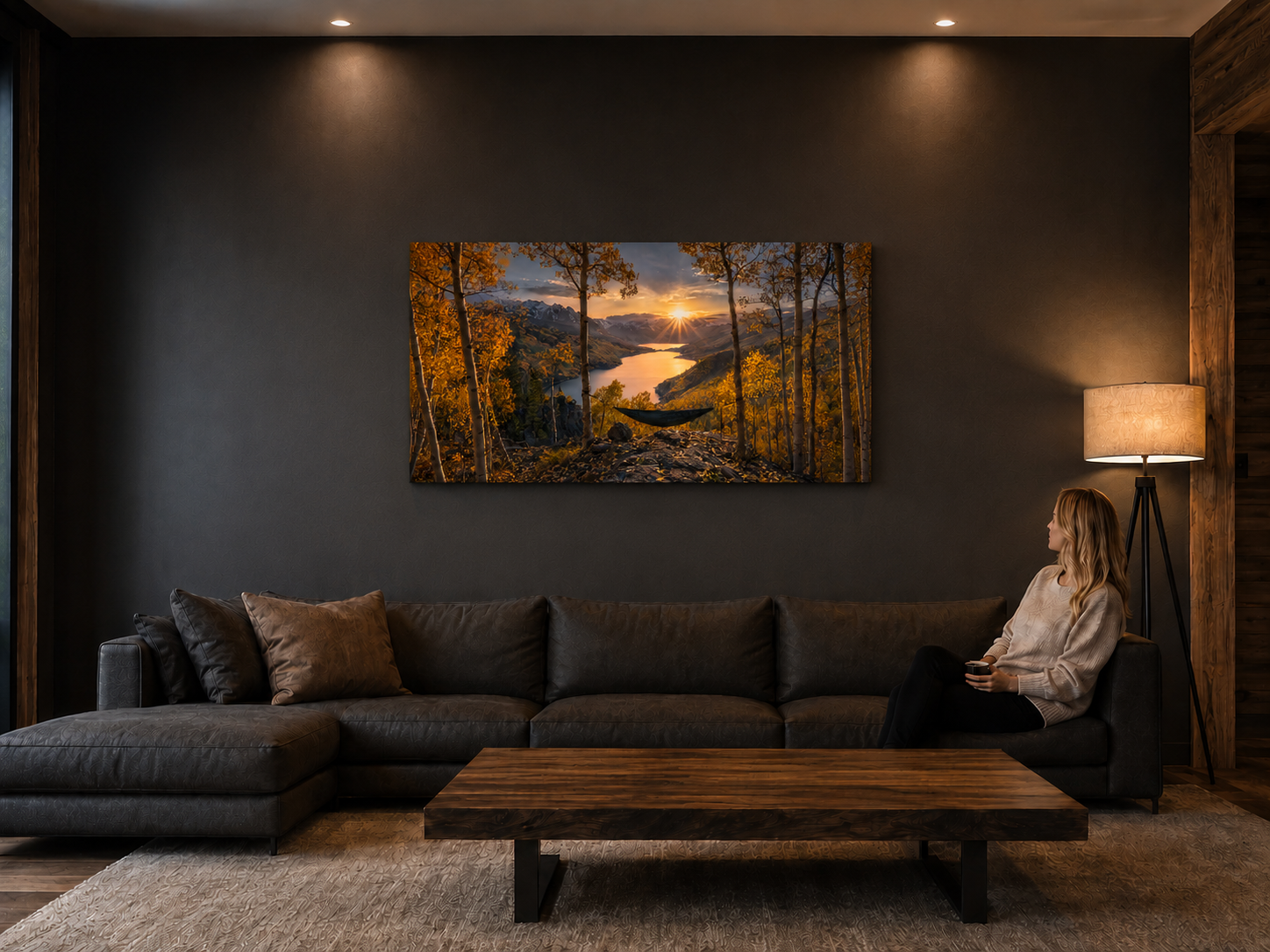 Fall Aspen Hammock Canvas Print, Colorado Mountain Sunset Wall Art