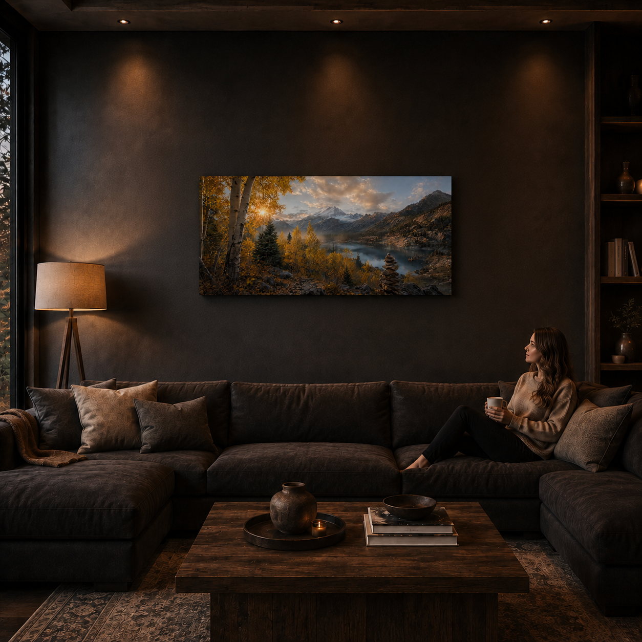 Fall Aspen Lake Overlook Canvas Print, Colorado Mountain Wall Art
