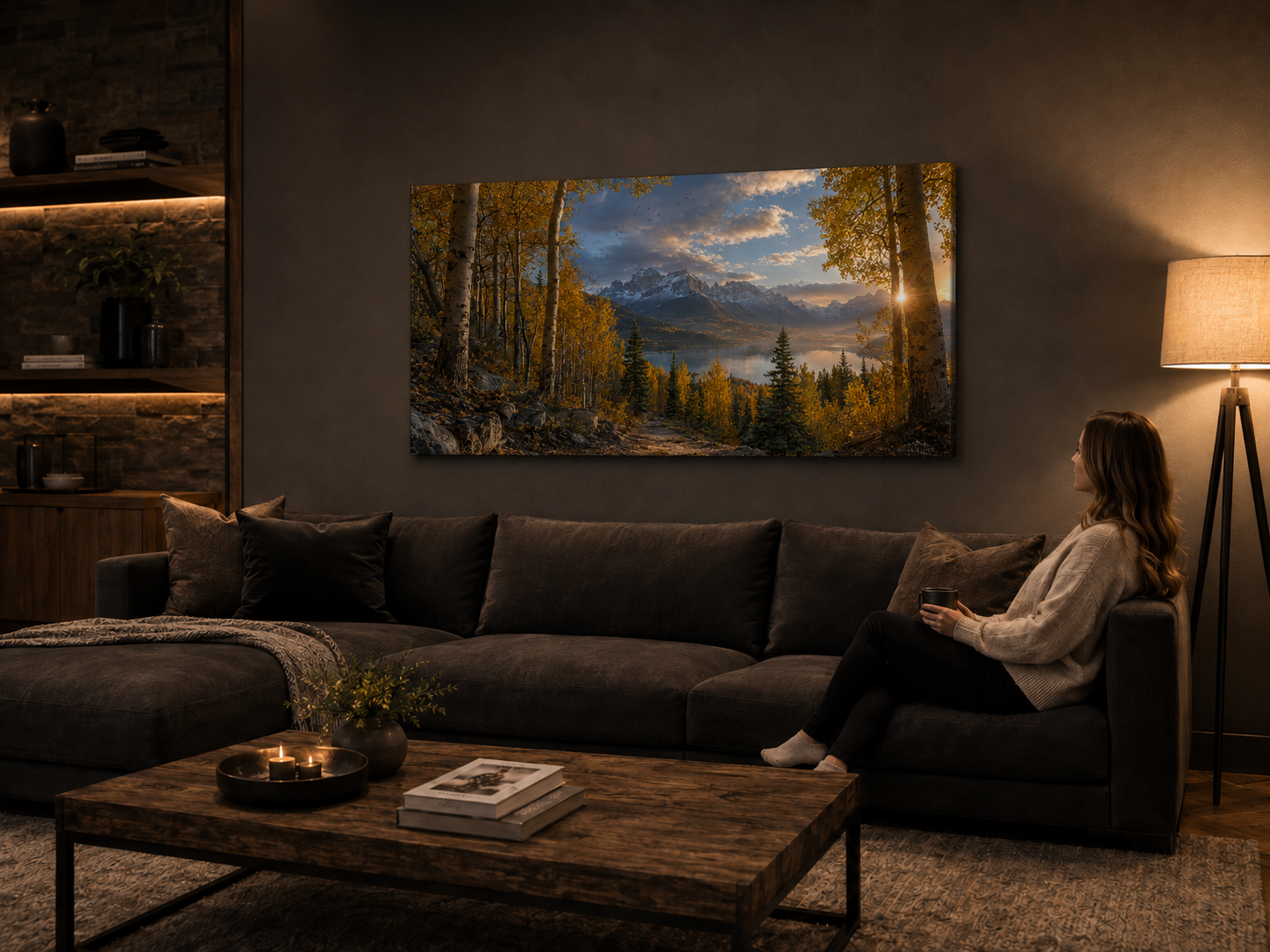 Fall Aspen Trail Canvas Print, Colorado Mountain Lake Autumn Wall Art