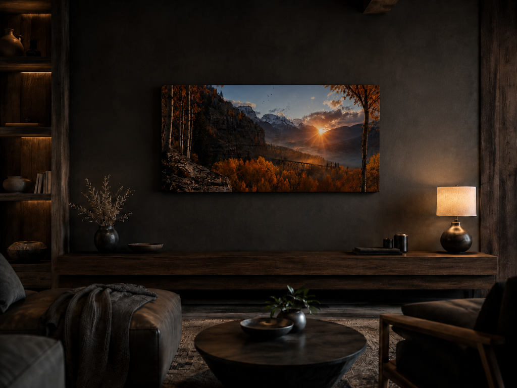 Fall Aspen Crimson Expanse Canvas Print, Colorado Mountain Wall Art