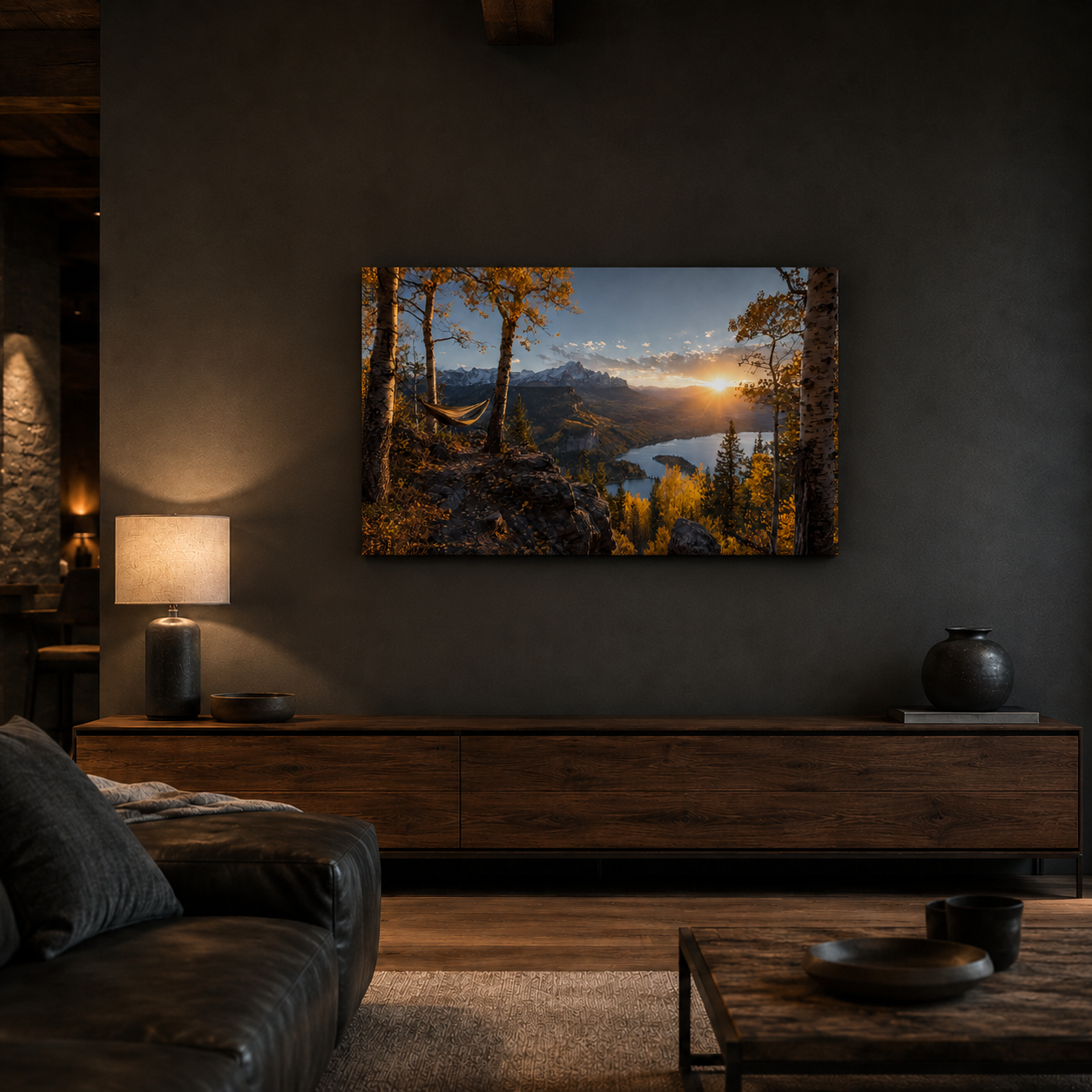Fall Aspen Hammock Lake Canvas Print, Colorado Mountain Wall Art