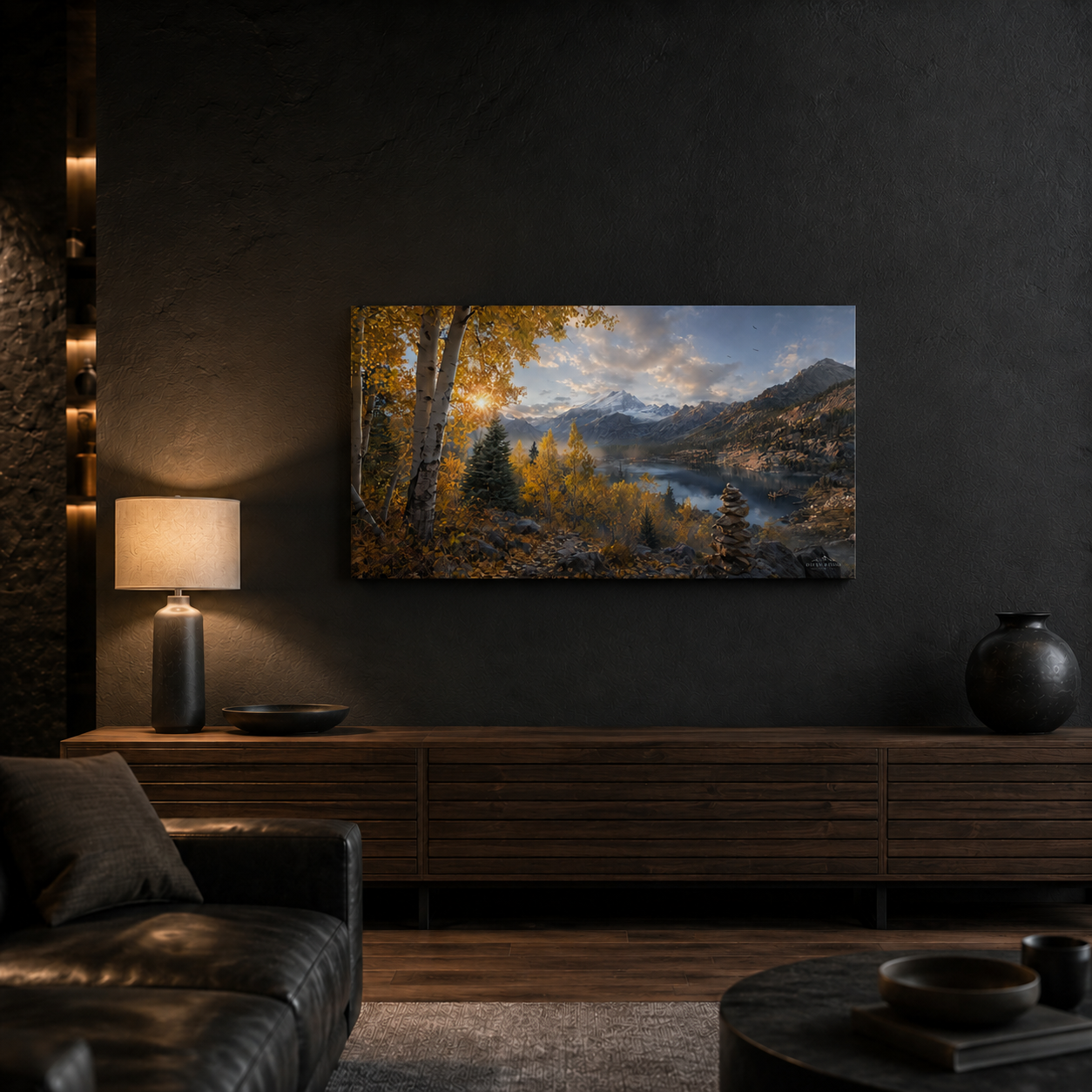 Fall Aspen Lake Overlook Canvas Print, Colorado Mountain Wall Art