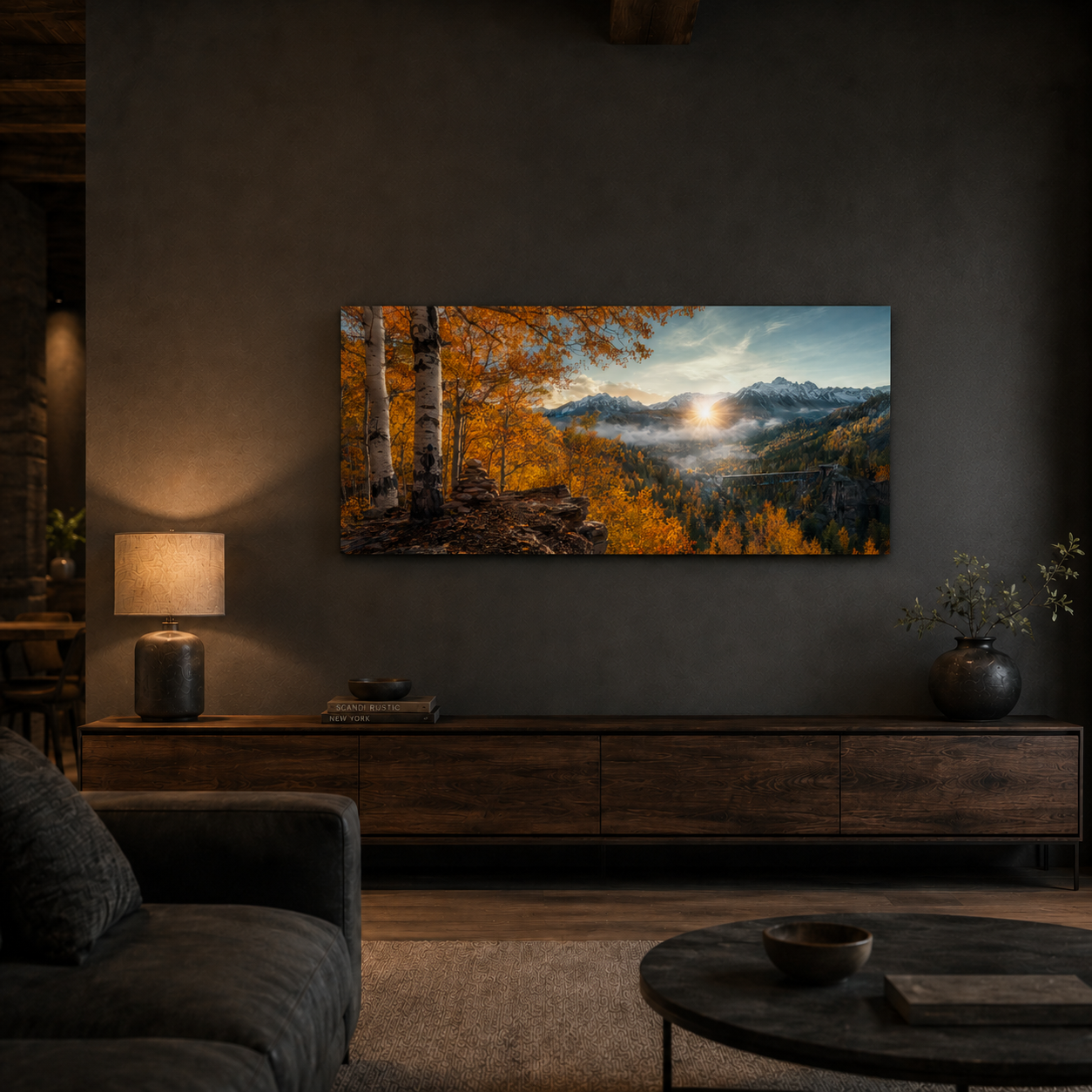 Fall Aspen Overlook Canvas Print, Colorado Mountain Valley Wall Art