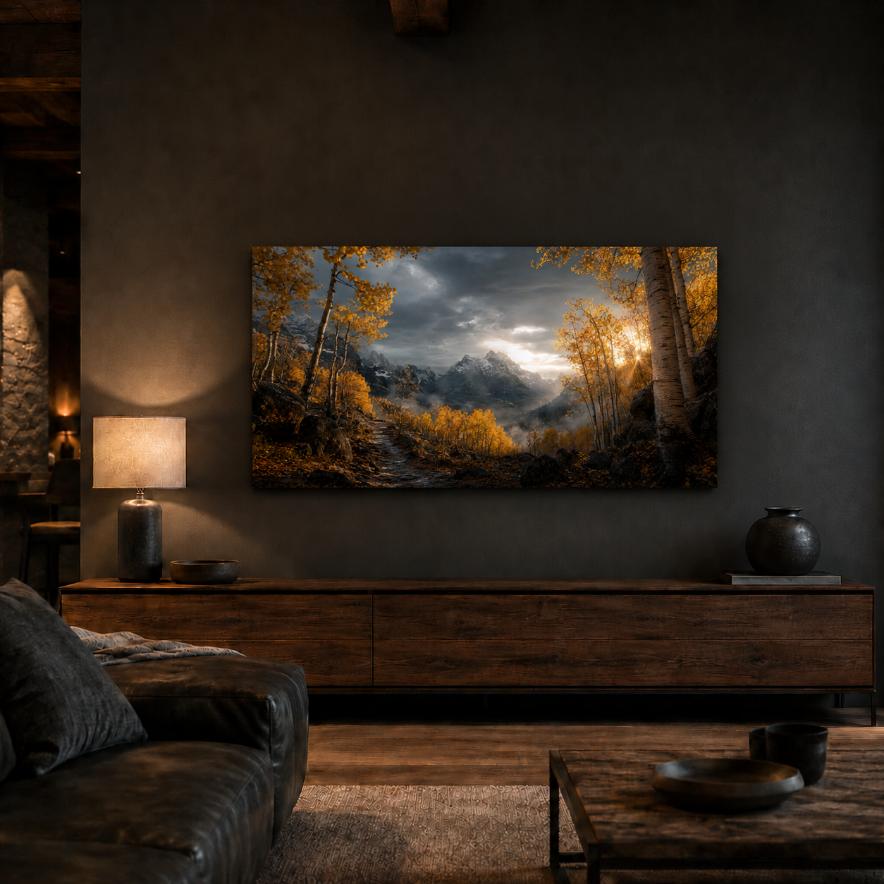 Fall Aspen Storm Trail Canvas Print, Colorado Mountain Wall Art
