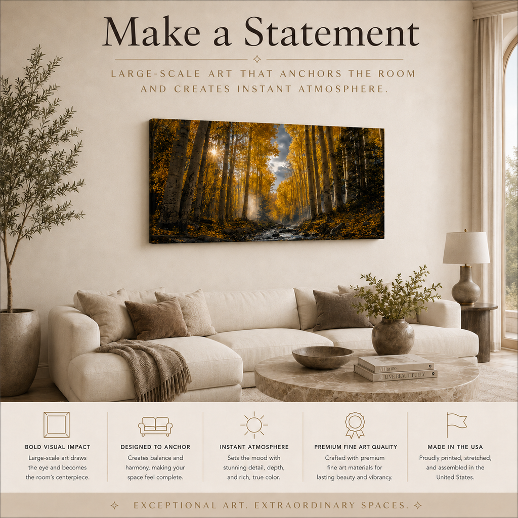 Fall Aspen Creek Canvas Print, Colorado Mountain Forest Wall Art