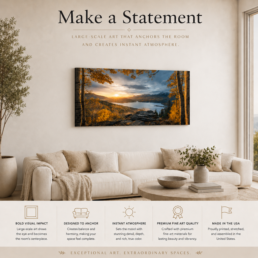 Fall Aspen Expanse Canvas Print, Colorado Mountain Sunrise Wall Art