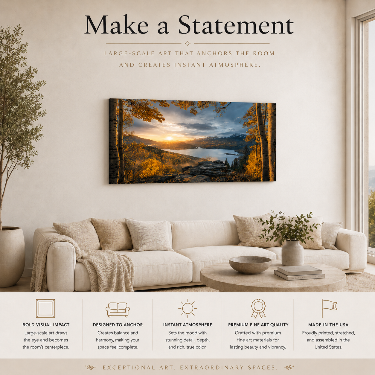 Fall Aspen Expanse Canvas Print, Colorado Mountain Sunrise Wall Art