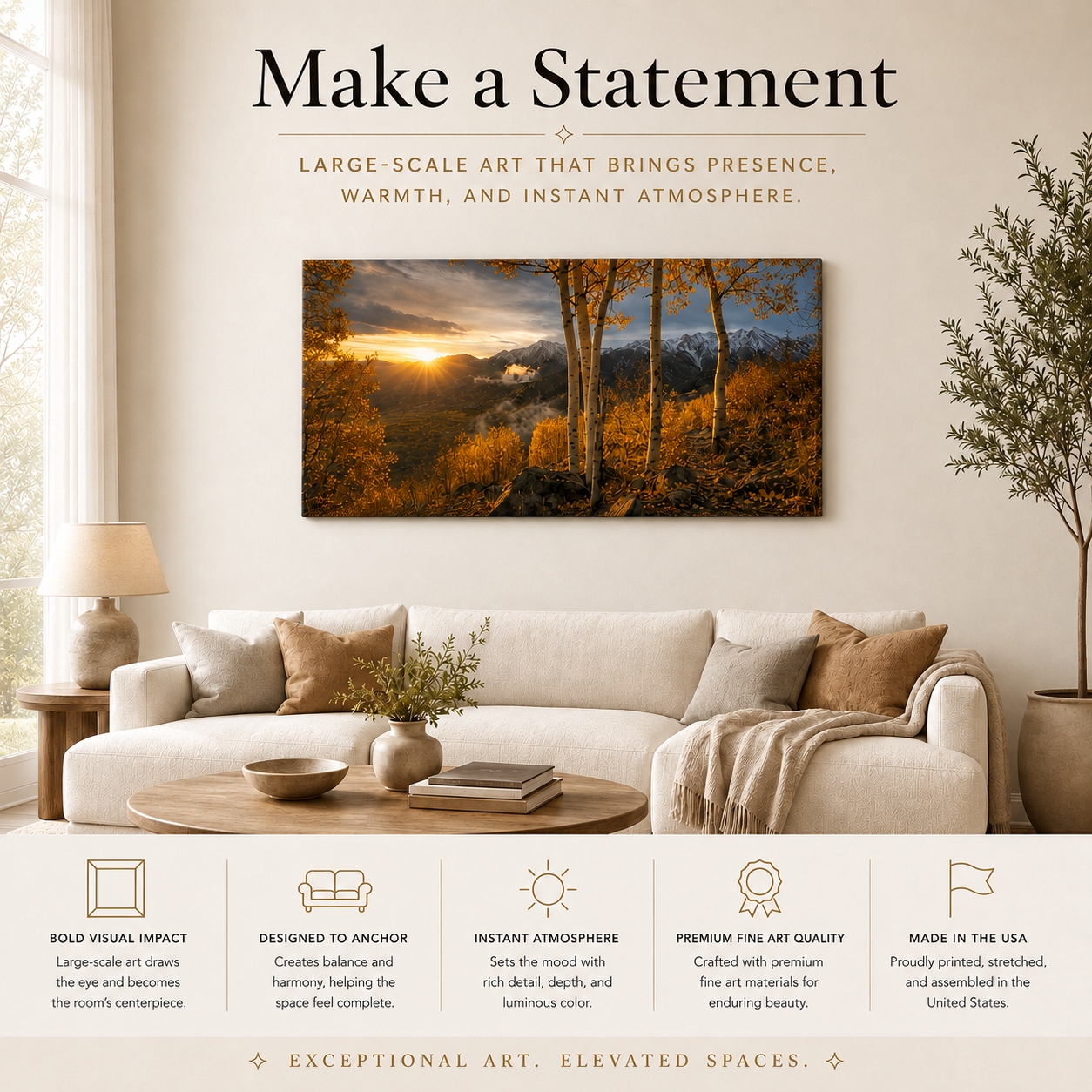 Fall Aspen Valley Expanse Canvas Print, Colorado Mountain Wall Art