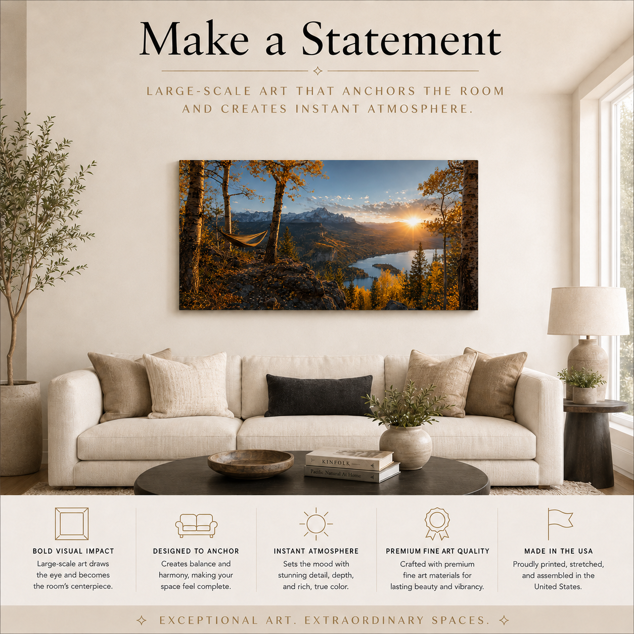 Fall Aspen Hammock Lake Canvas Print, Colorado Mountain Wall Art