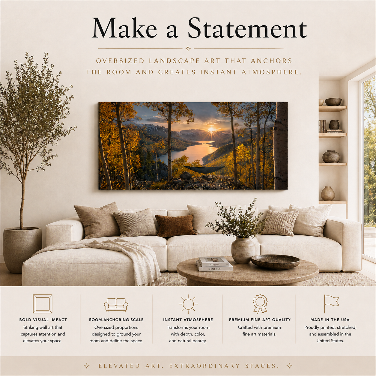 Fall Aspen Hammock Canvas Print, Colorado Mountain Sunset Wall Art