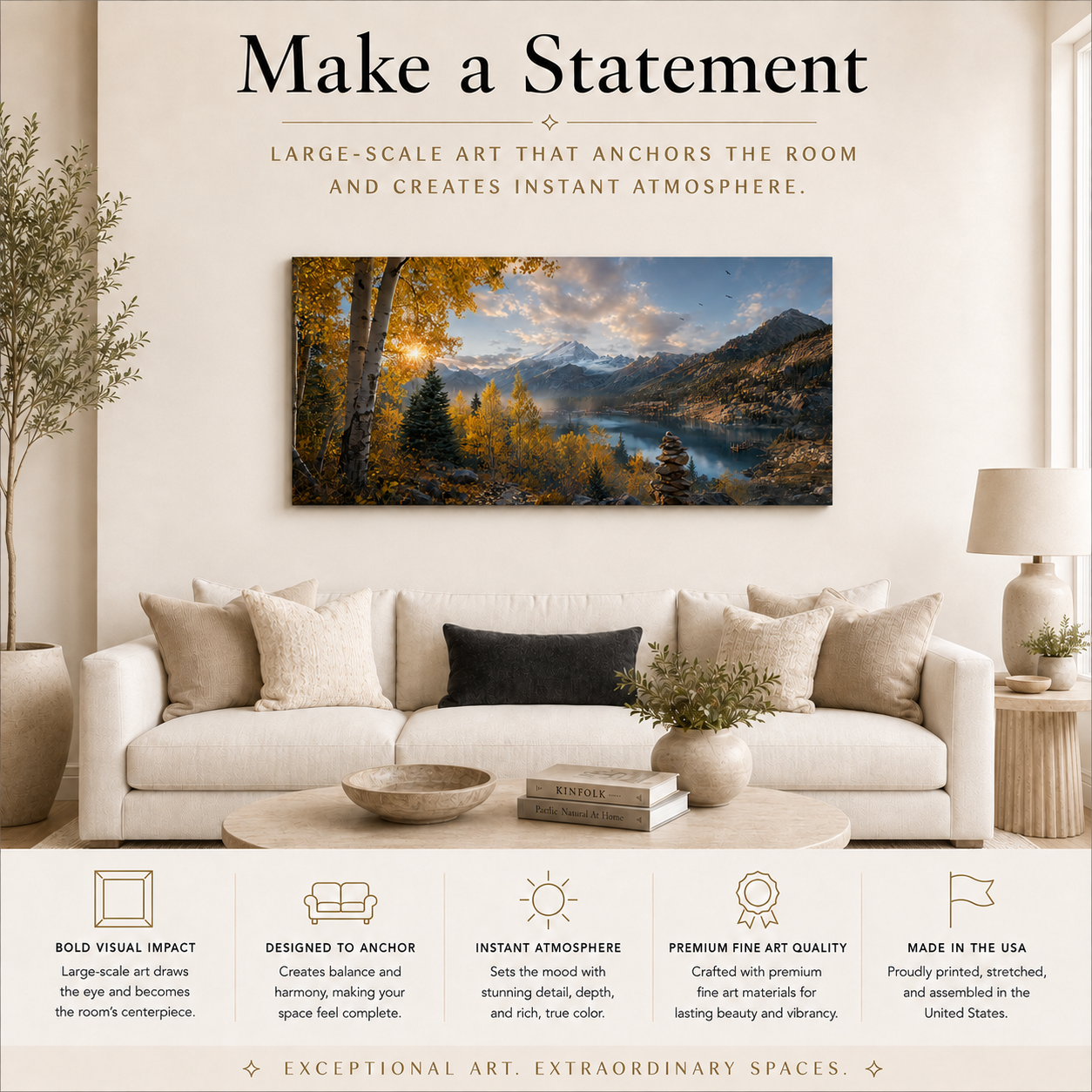 Fall Aspen Lake Overlook Canvas Print, Colorado Mountain Wall Art