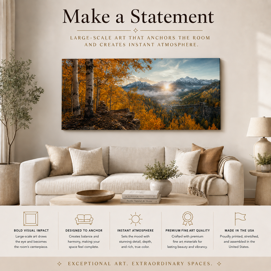 Fall Aspen Overlook Canvas Print, Colorado Mountain Valley Wall Art