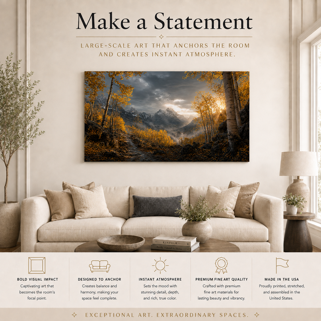 Fall Aspen Storm Trail Canvas Print, Colorado Mountain Wall Art