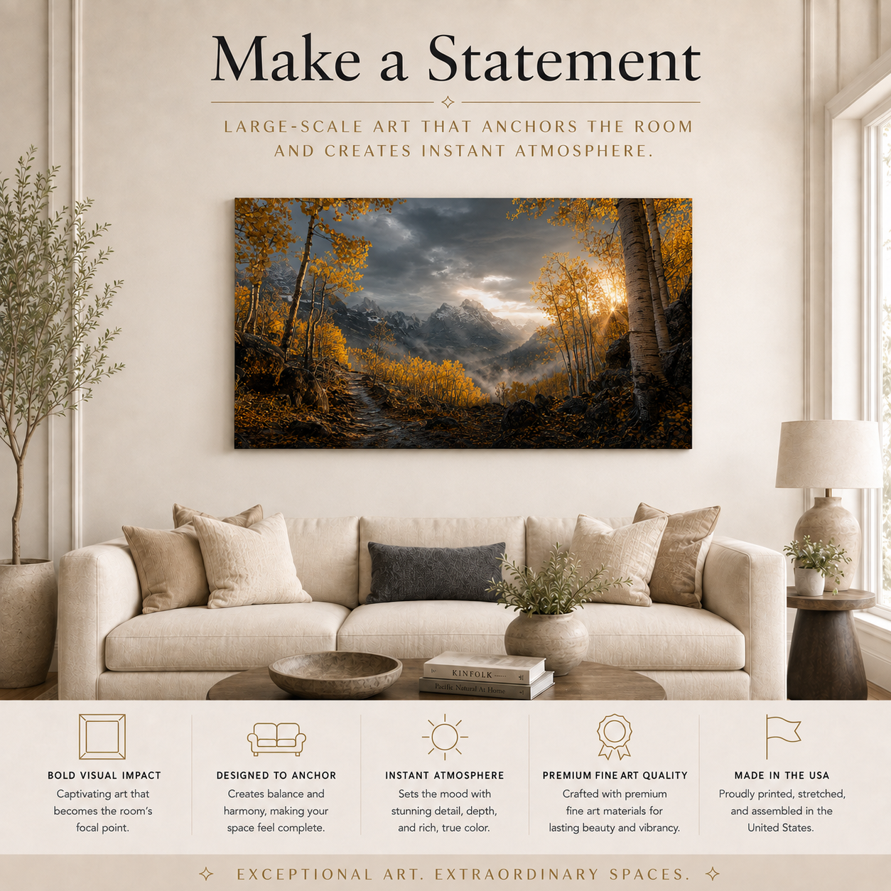 Fall Aspen Storm Trail Canvas Print, Colorado Mountain Wall Art