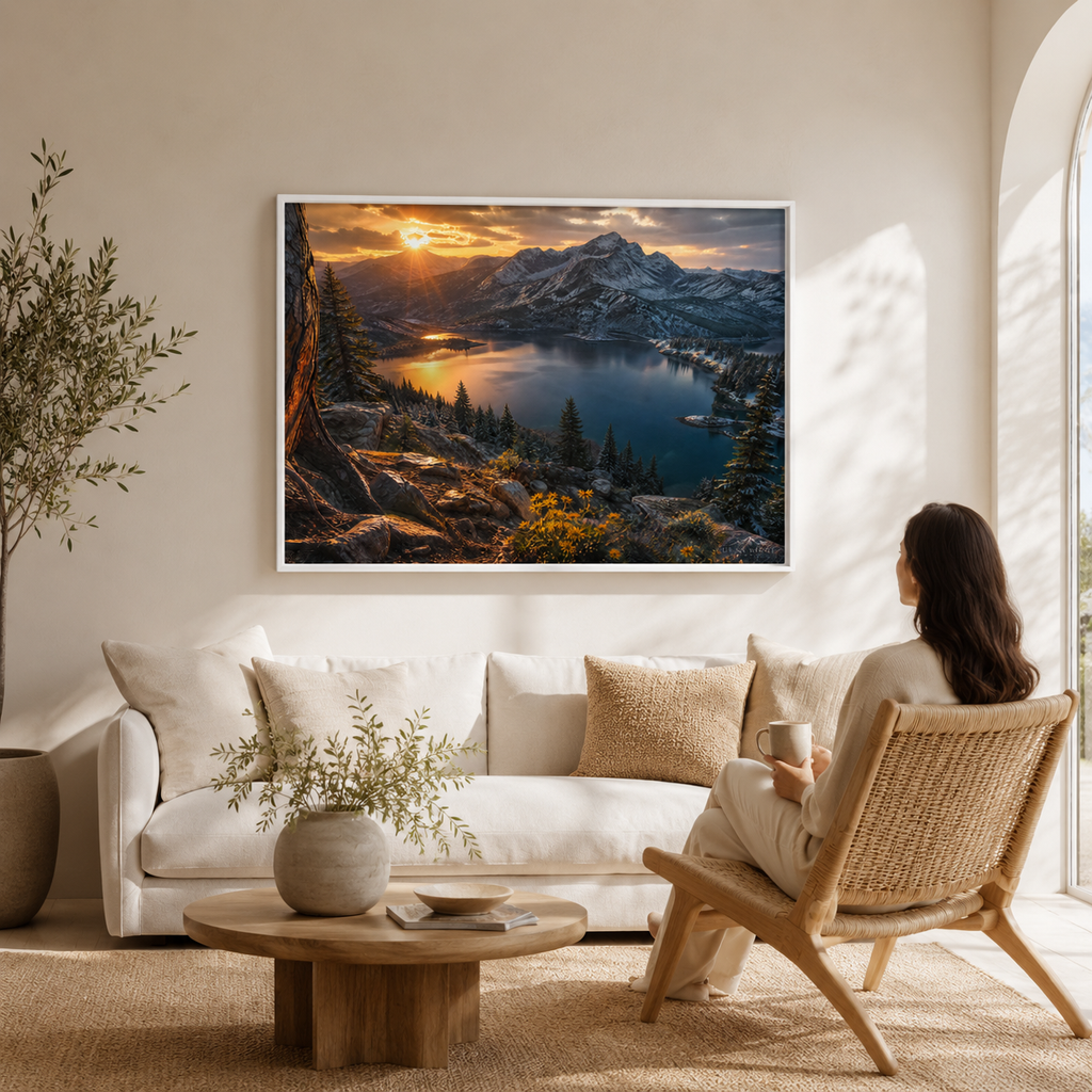 Colorado Mountain Wall Art Floating Frame Canvas Print