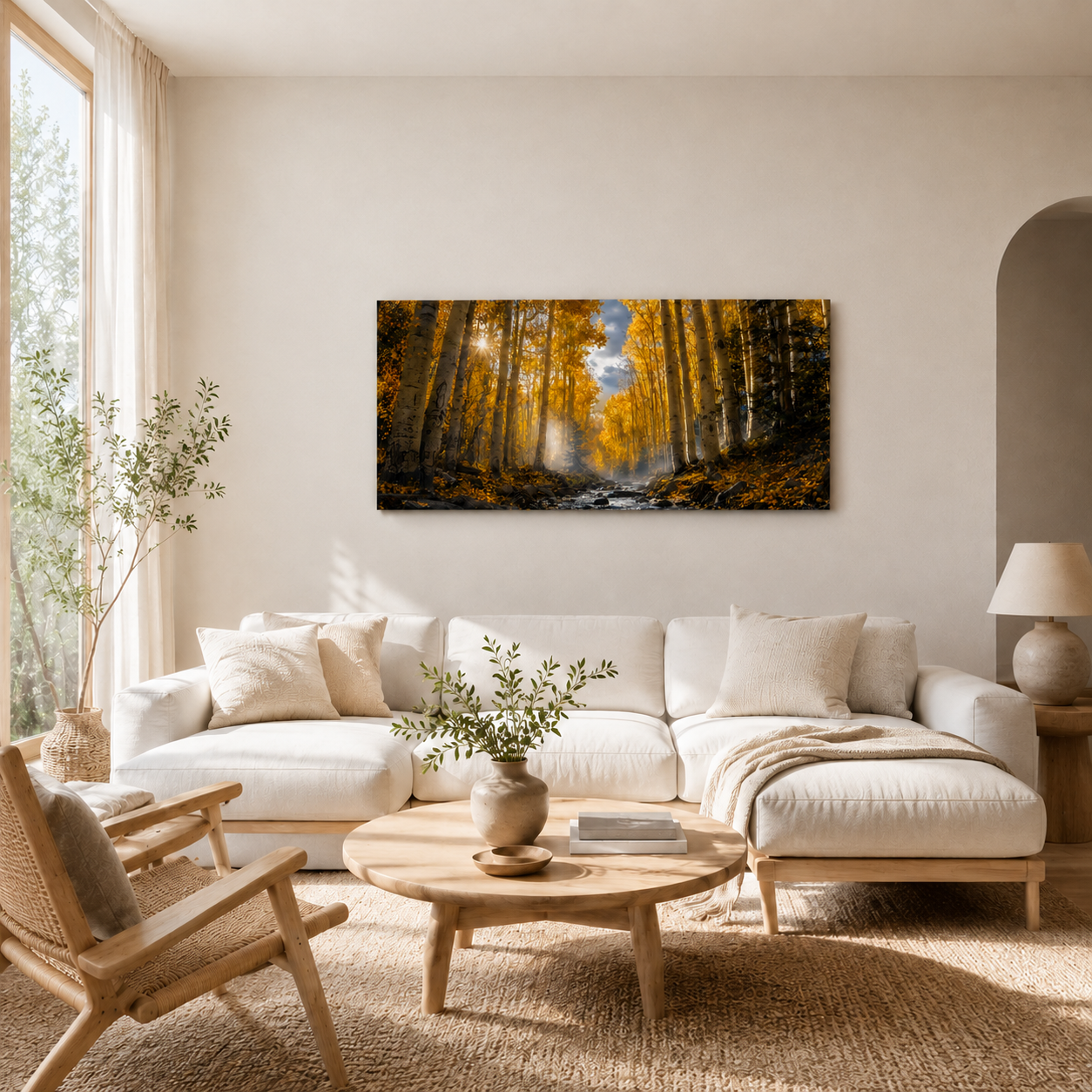 Fall Aspen Creek Canvas Print, Colorado Mountain Forest Wall Art