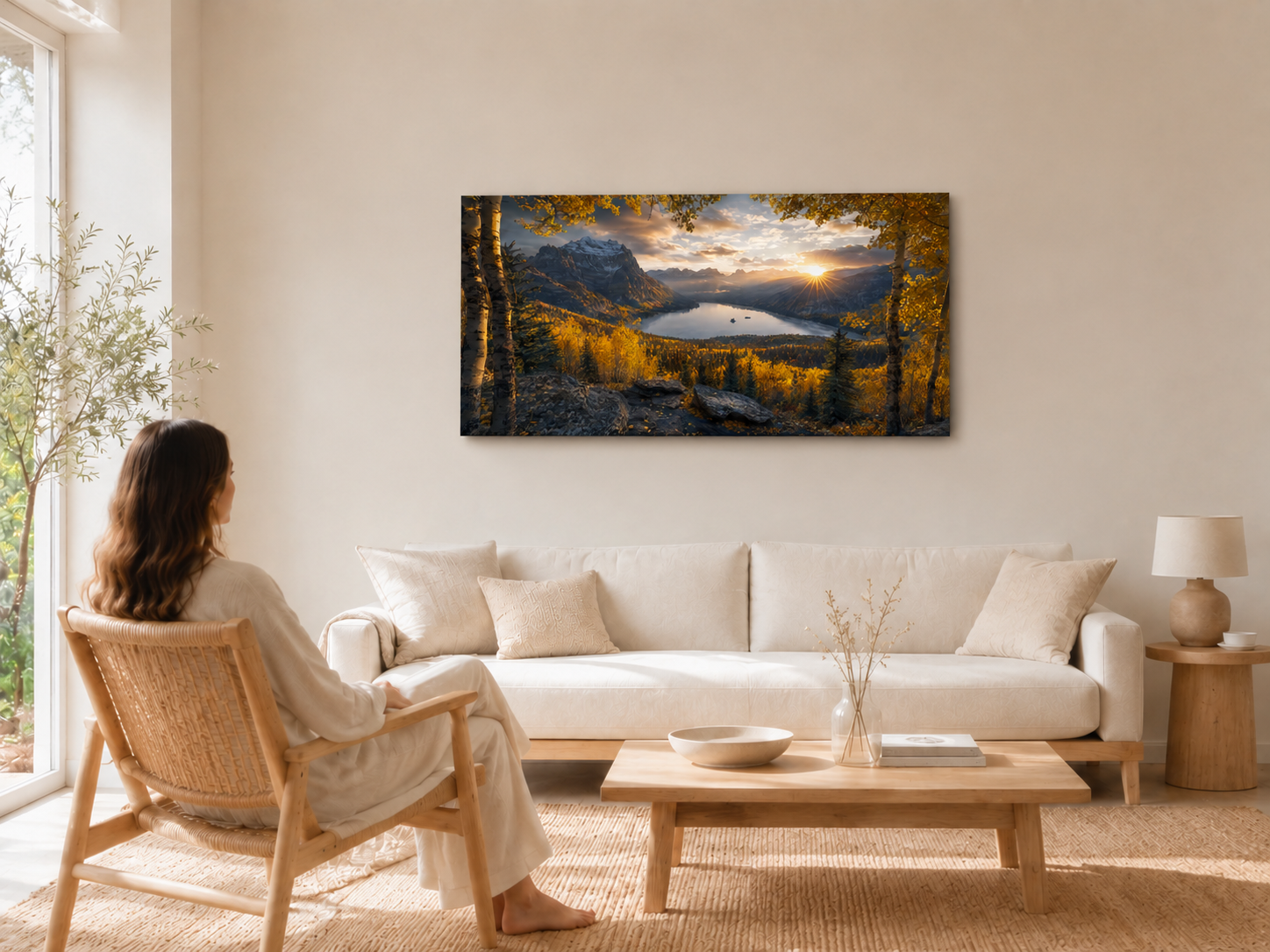 Fall Aspen Peak Expanse Canvas Print, Colorado Mountain Lake Wall Art