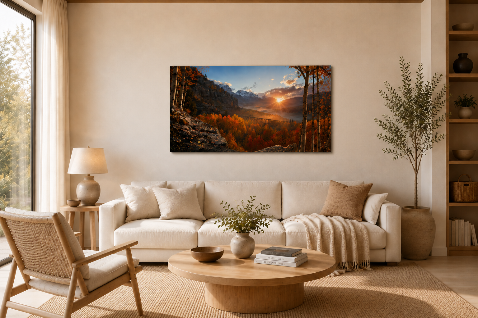 Fall Aspen Crimson Expanse Canvas Print, Colorado Mountain Wall Art