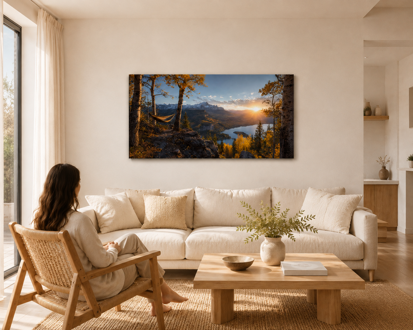 Fall Aspen Hammock Lake Canvas Print, Colorado Mountain Wall Art