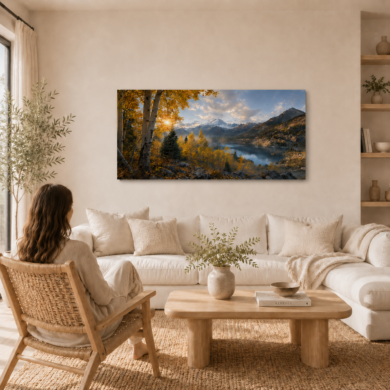 Fall Aspen Lake Overlook Canvas Print, Colorado Mountain Wall Art