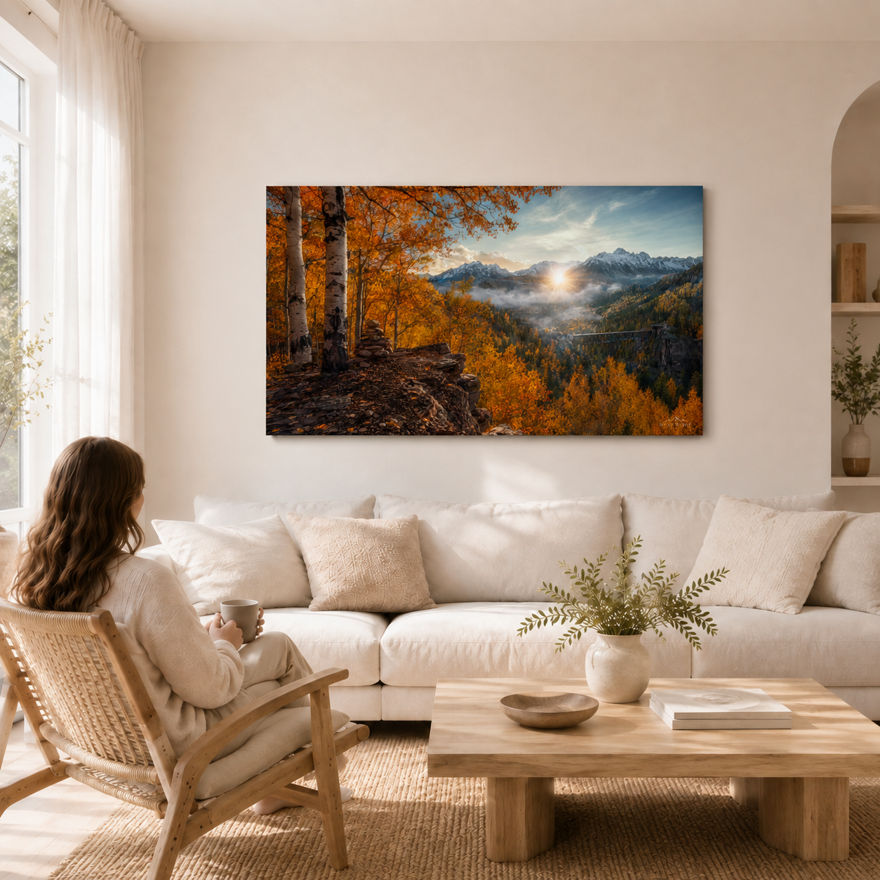 Fall Aspen Overlook Canvas Print, Colorado Mountain Valley Wall Art