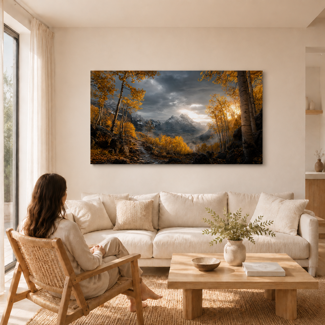 Fall Aspen Storm Trail Canvas Print, Colorado Mountain Wall Art