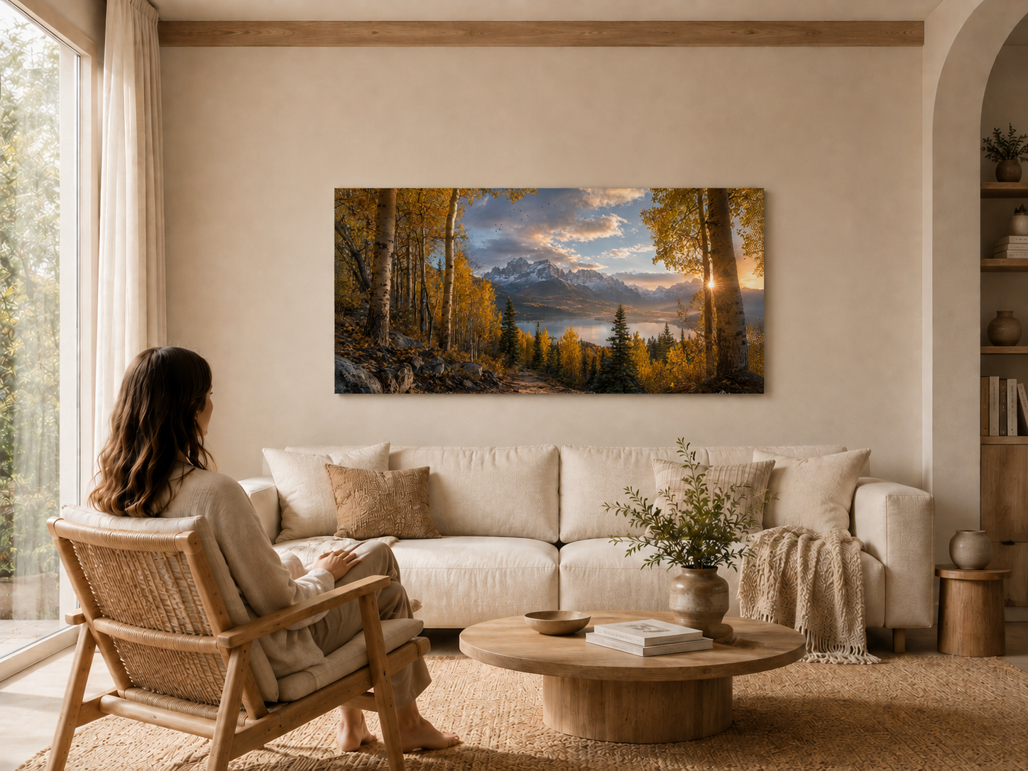 Fall Aspen Trail Canvas Print, Colorado Mountain Lake Autumn Wall Art
