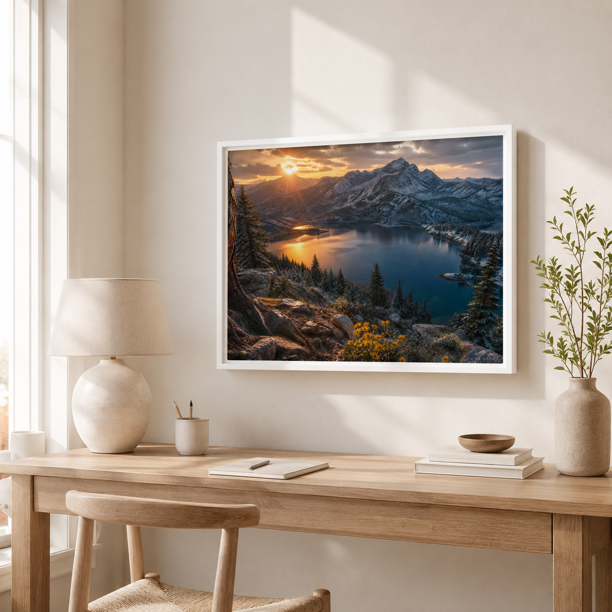 Colorado Mountain Wall Art Floating Frame Canvas Print