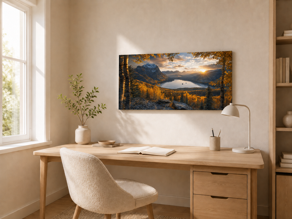 Fall Aspen Peak Expanse Canvas Print, Colorado Mountain Lake Wall Art