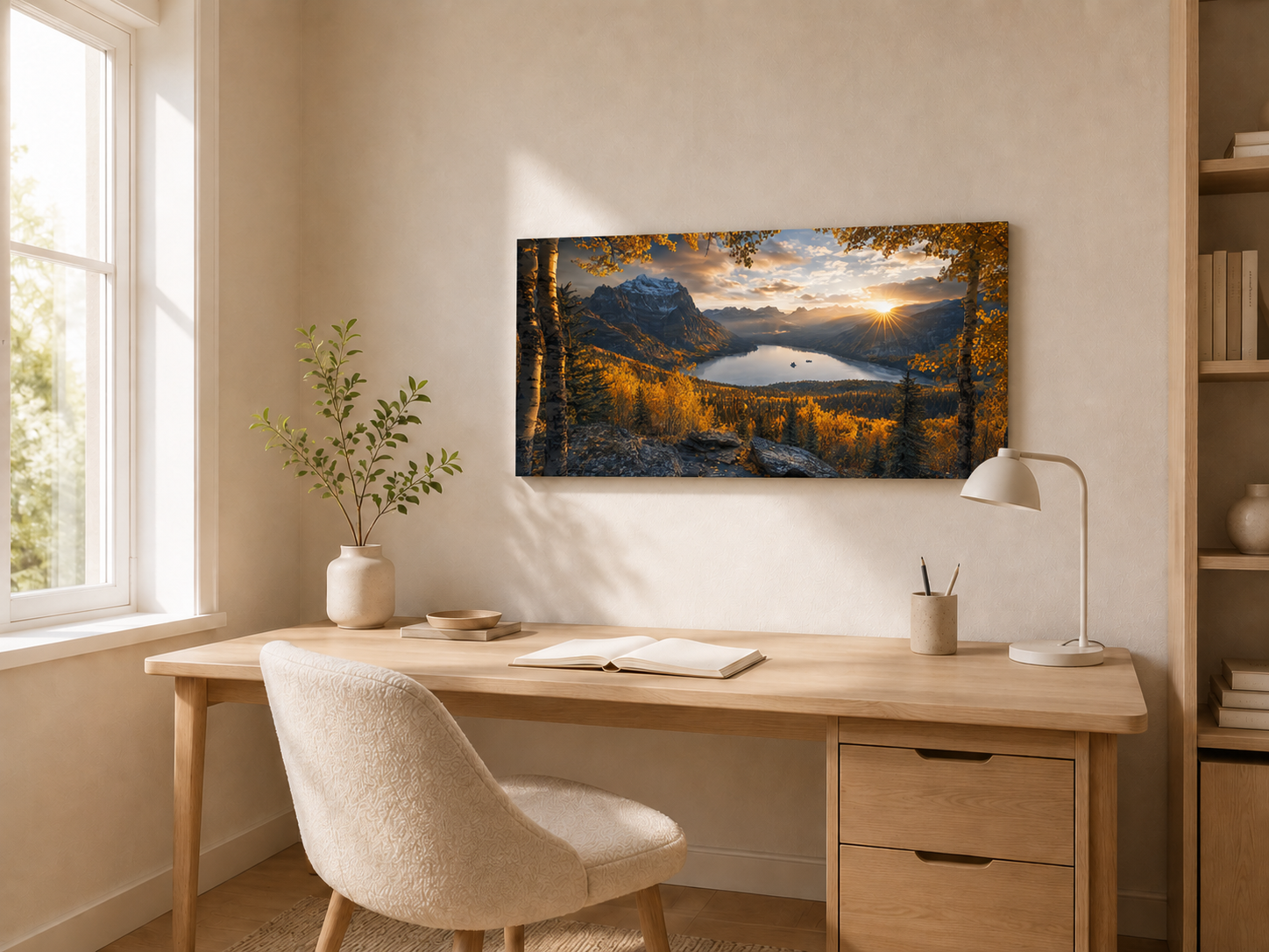 Fall Aspen Peak Expanse Canvas Print, Colorado Mountain Lake Wall Art