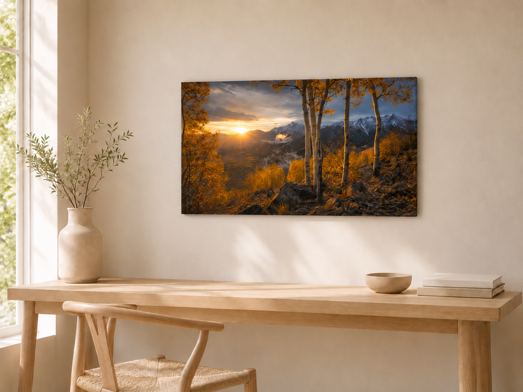 Fall Aspen Valley Expanse Canvas Print, Colorado Mountain Wall Art