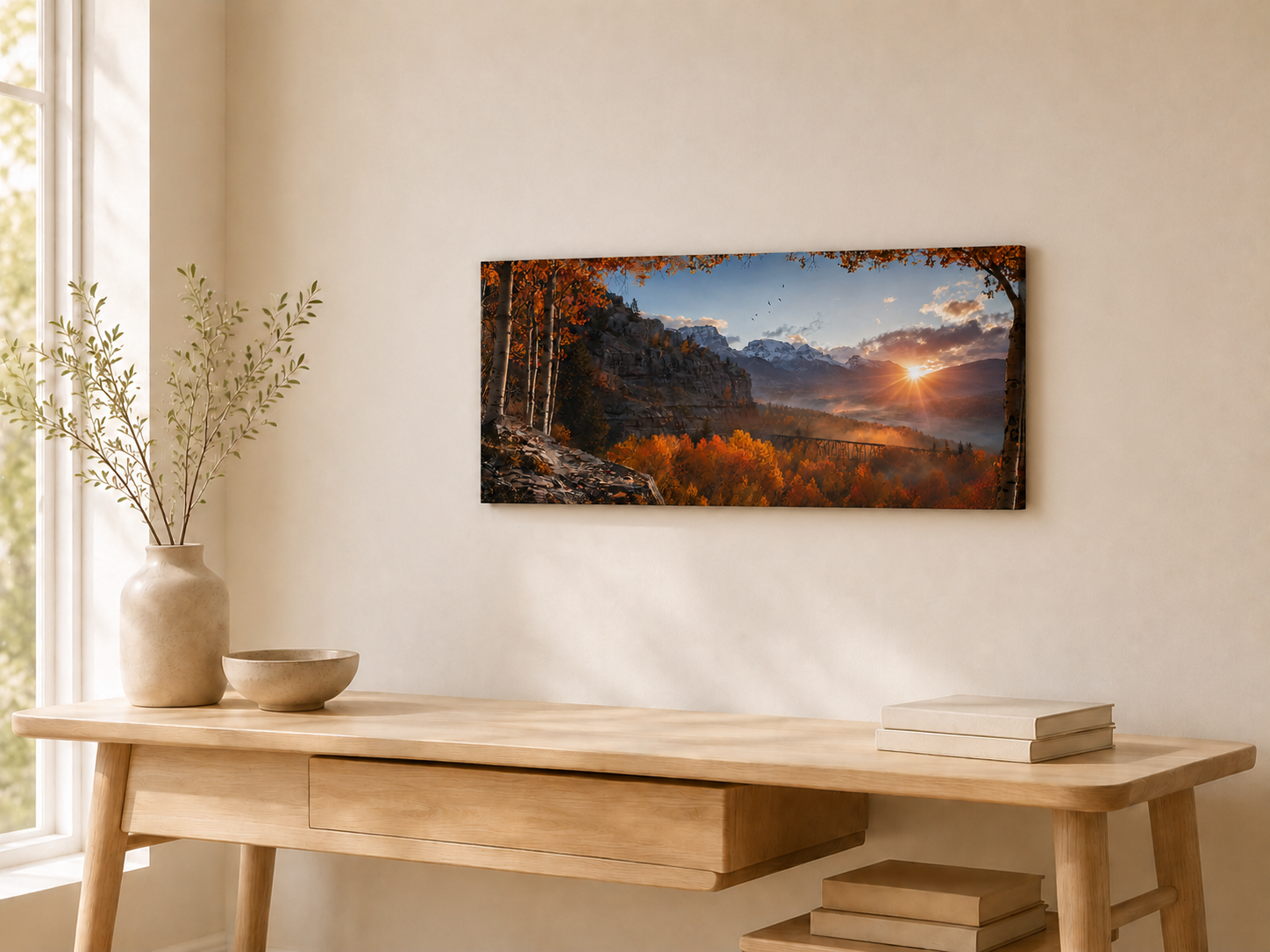Fall Aspen Crimson Expanse Canvas Print, Colorado Mountain Wall Art