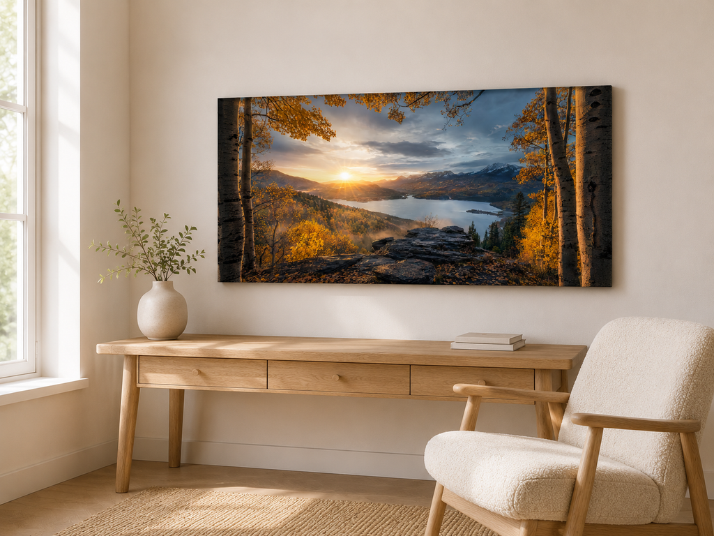 Fall Aspen Expanse Canvas Print, Colorado Mountain Sunrise Wall Art