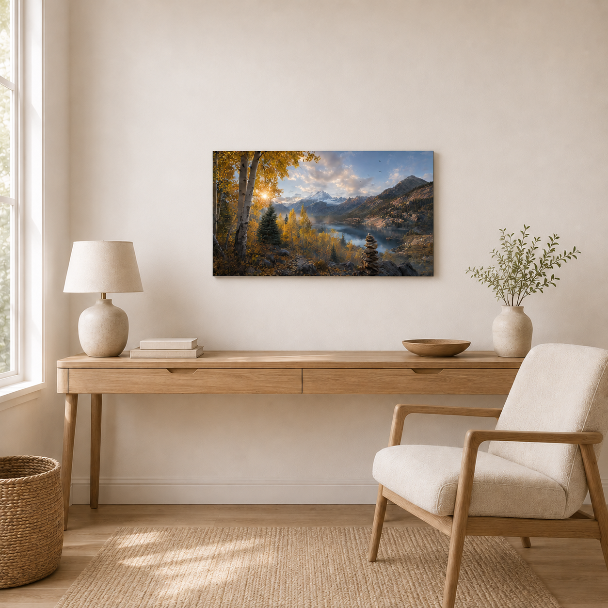 Fall Aspen Lake Overlook Canvas Print, Colorado Mountain Wall Art