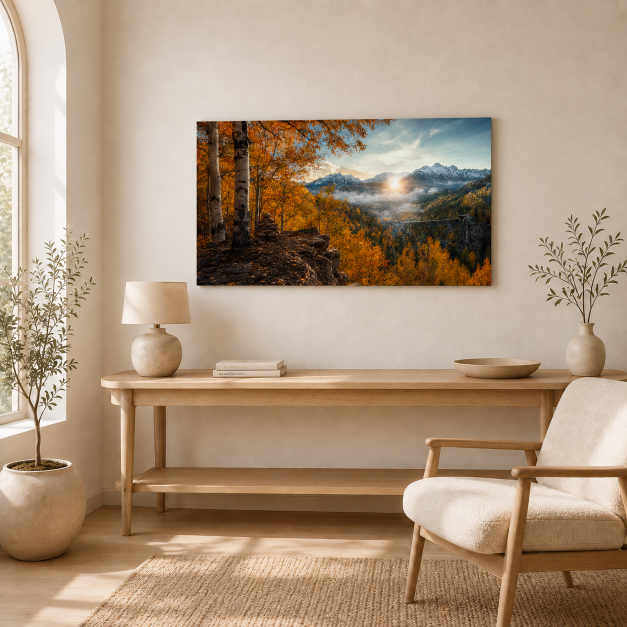Fall Aspen Overlook Canvas Print, Colorado Mountain Valley Wall Art