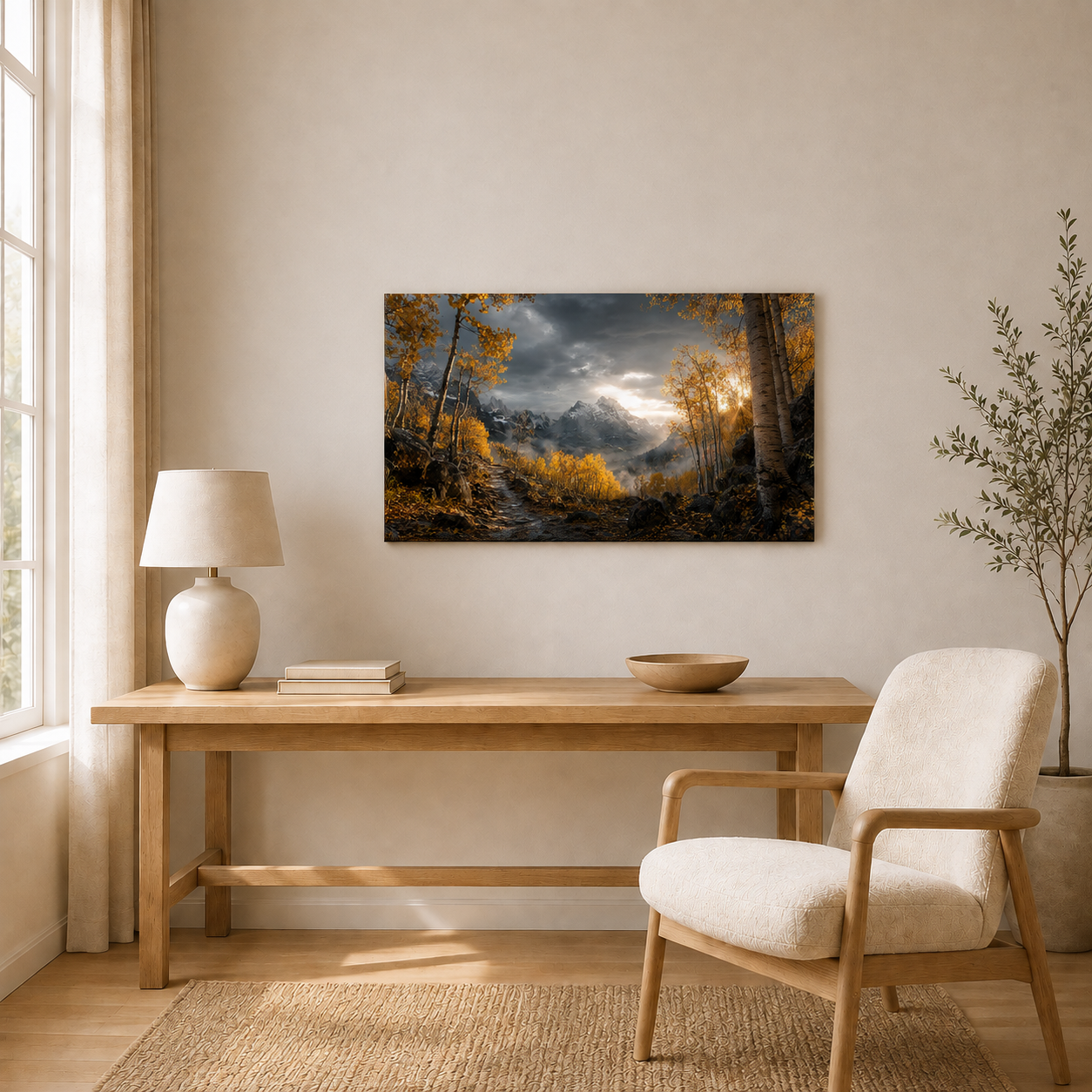 Fall Aspen Storm Trail Canvas Print, Colorado Mountain Wall Art