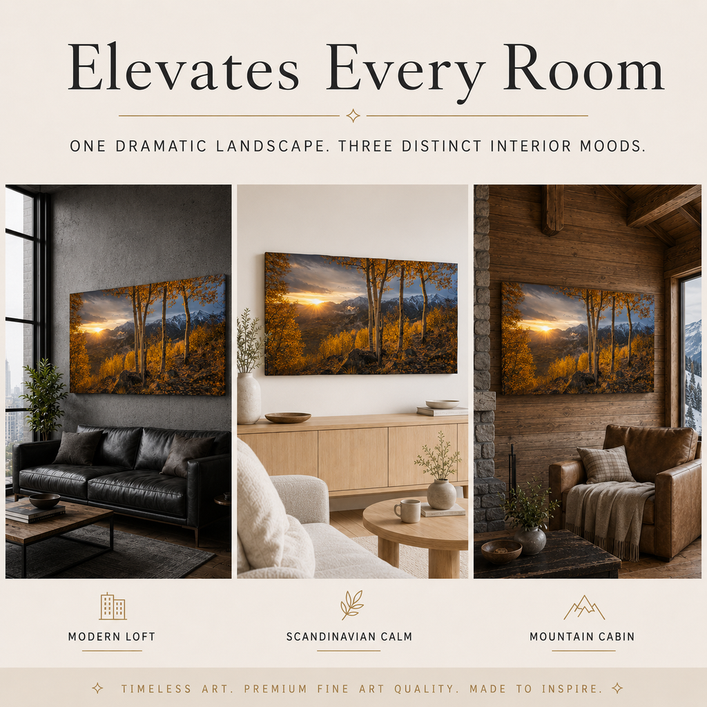 Fall Aspen Valley Expanse Canvas Print, Colorado Mountain Wall Art