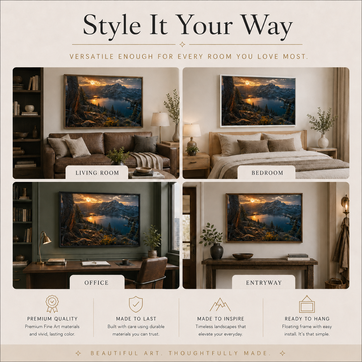 Colorado Mountain Wall Art Floating Frame Canvas Print